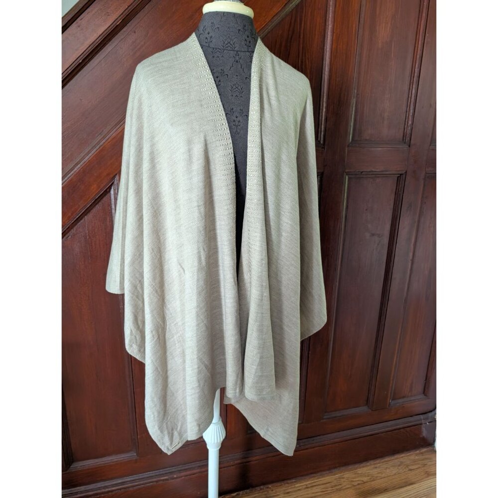 Calvin Klein Beige Knit Poncho With Studded Embellishments One Size